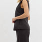 Entro - Sleeveless Button-front Peplum Suit