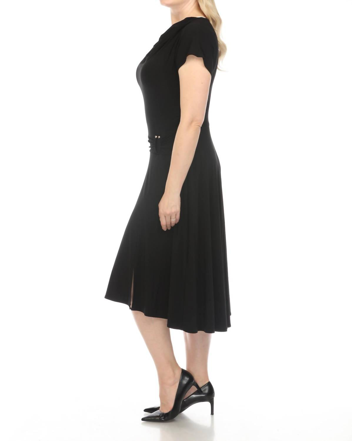 Joseph Ribkoff - Cowl Neck Dolman Sleeve Midi Fit & Flare Dress