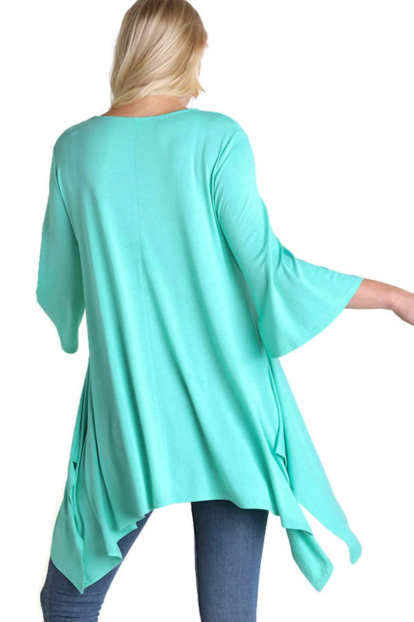 Umgee - Crossed Bell Sleeve Asymmetrical Tunic
