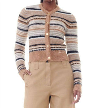 Ganni - Cardigan listrado de lã macia