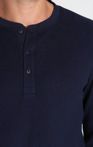 Jachs New York - Henley de manga comprida com waffle escovado