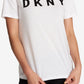Camiseta feminina DKNY com estampa de logotipo em algodão, tamanho grande, branca