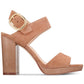 Sandálias femininas DKNY Bell Leather com bico aberto, casuais, tipo slingback, marrom, tamanho 9