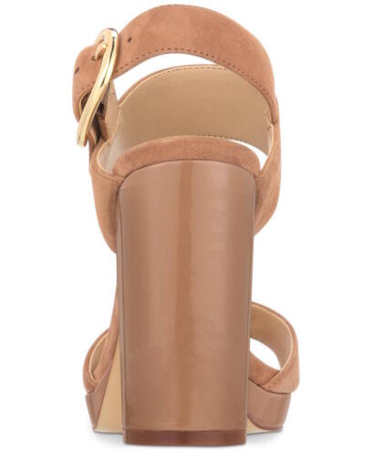 Sandálias femininas DKNY Bell Leather com bico aberto, casuais, tipo slingback, marrom, tamanho 9