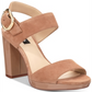 Sandálias femininas DKNY Bell Leather com bico aberto, casuais, tipo slingback, marrom, tamanho 9