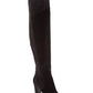 Botas femininas DKNY Sloane Leather Almond Toe acima do joelho, pretas, tamanho 9,5