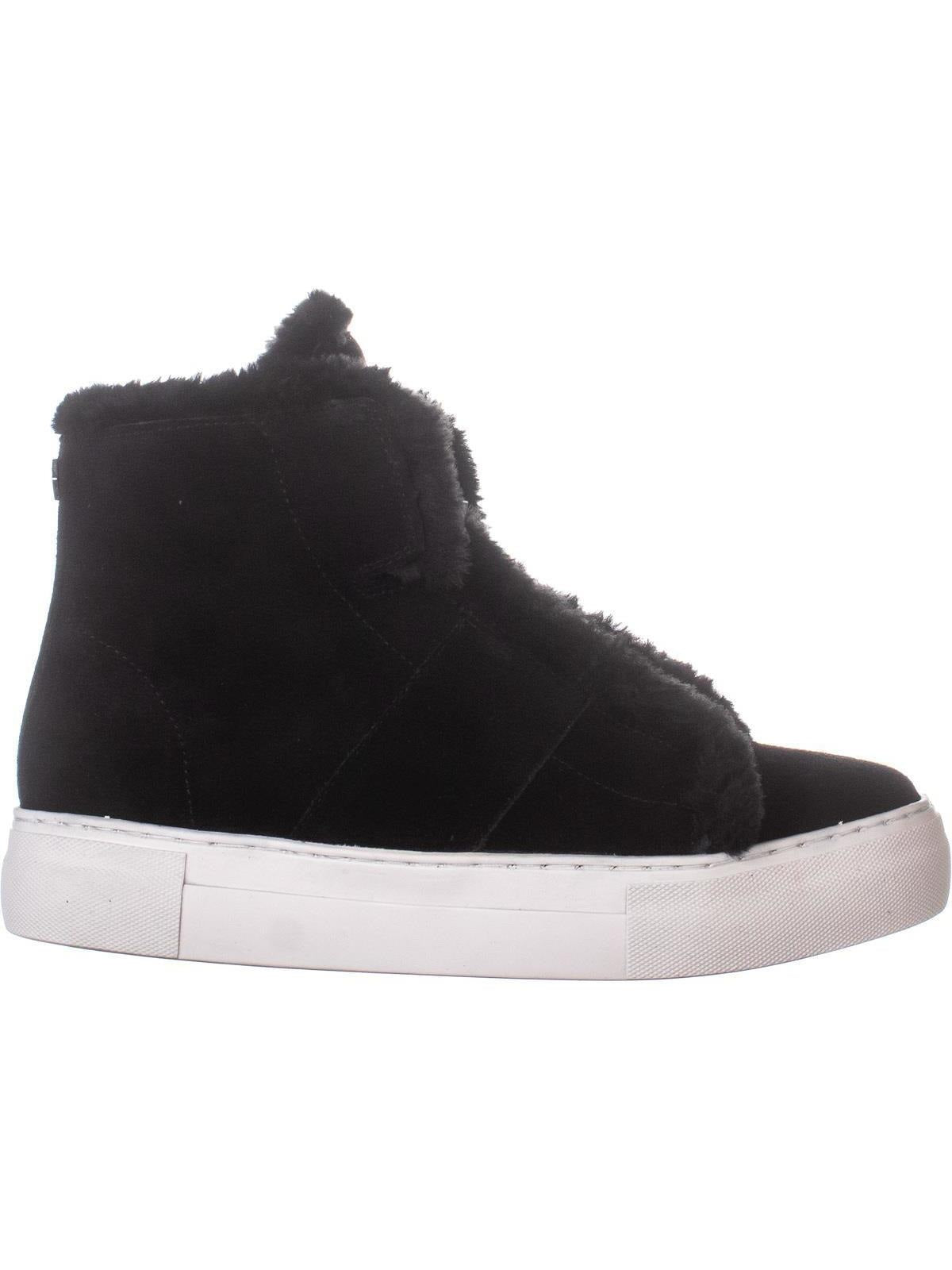 Tênis DKNY Mason High Top Feminino em Couro, Preto, Tamanho 8,5
