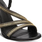Sandálias femininas DKNY Sandi Fabric com bico fechado e tira no tornozelo para ocasiões especiais, pretas, tamanho 10