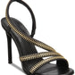 Sandálias femininas DKNY Sandi Fabric com bico fechado e tira no tornozelo para ocasiões especiais, pretas, tamanho 10