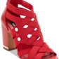 DKNY Sapatos femininos clássicos com tiras abertas, vermelhos, tamanho 8,5 m