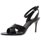 DKNY Sapatos femininos de couro com tira no tornozelo e bico aberto, pretos, tamanho 9