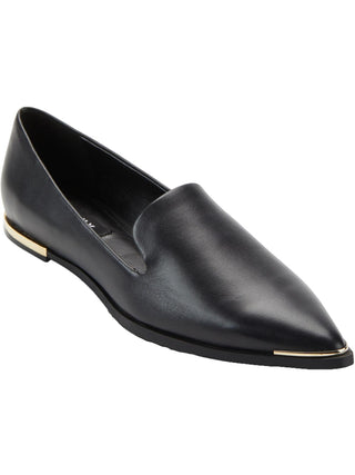Vestido de couro DKNY Lona Flats feminino, preto, tamanho 6 M