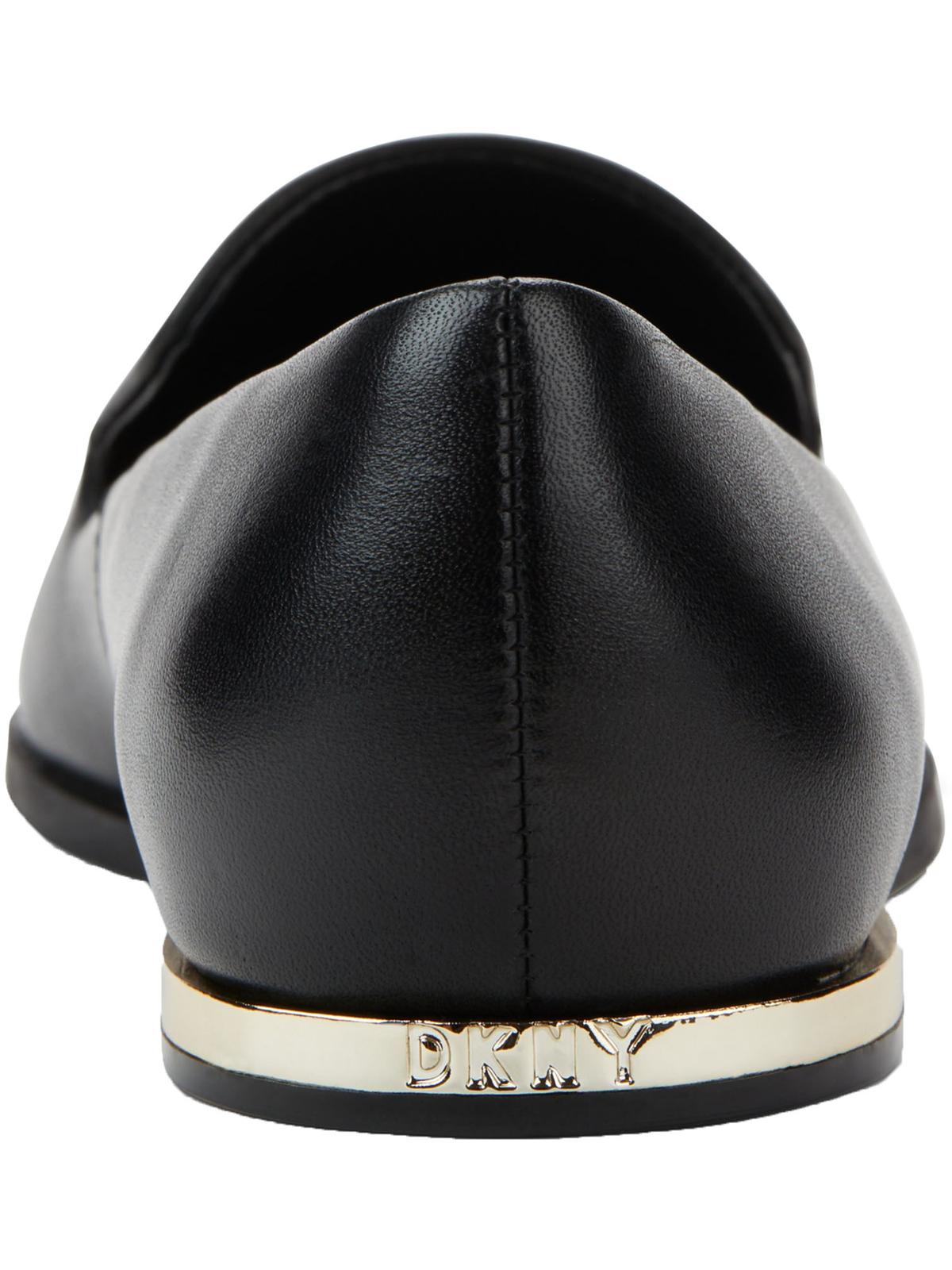 Vestido de couro DKNY Lona Flats feminino, preto, tamanho 6 M