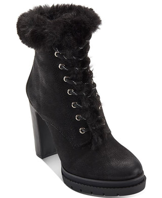 Botas sociais femininas DKNY Darcy com cadarço, pretas, tamanho 9,5