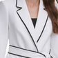 Blazer feminino DKNY com cinto e acabamento contrastante, branco, tamanho 12