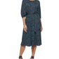 Vestido midi feminino DKNY com estampa floral, preto, tamanho 14