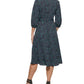 Vestido midi feminino DKNY com estampa floral, preto, tamanho 14