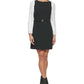 Vestido feminino DKNY com manga plissada e ajuste evasê, preto, tamanho 6