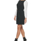 Vestido feminino DKNY com manga plissada e ajuste evasê, preto, tamanho 12