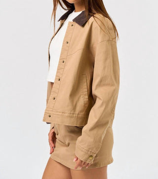 Blue Blush - Corduroy Collar Bomber Jacket