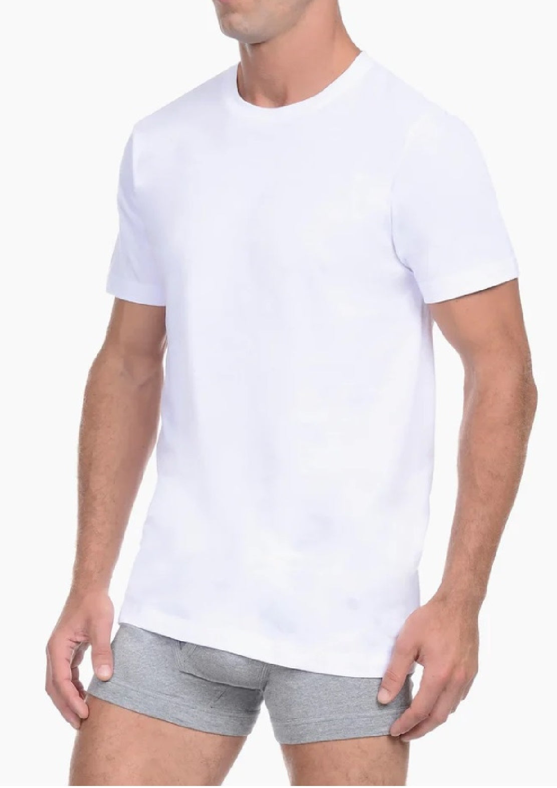 2(x)ist Camiseta Masculina Essential com Gola Redonda, Pacote com 3, Branca, Tamanho Pequeno