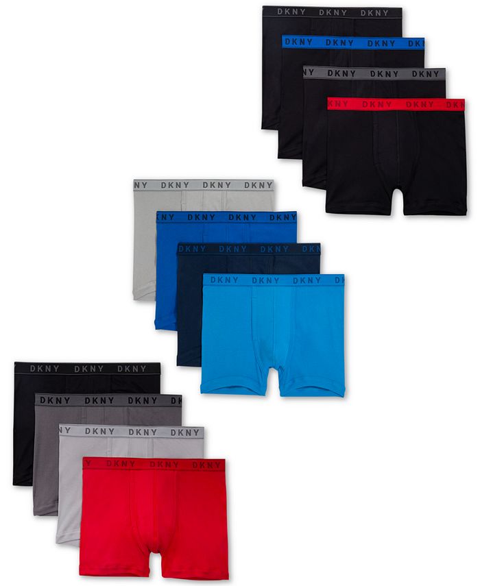 Cuecas boxer masculinas DKNY, pacote com 4, de algodão, cinza, tamanho pequeno
