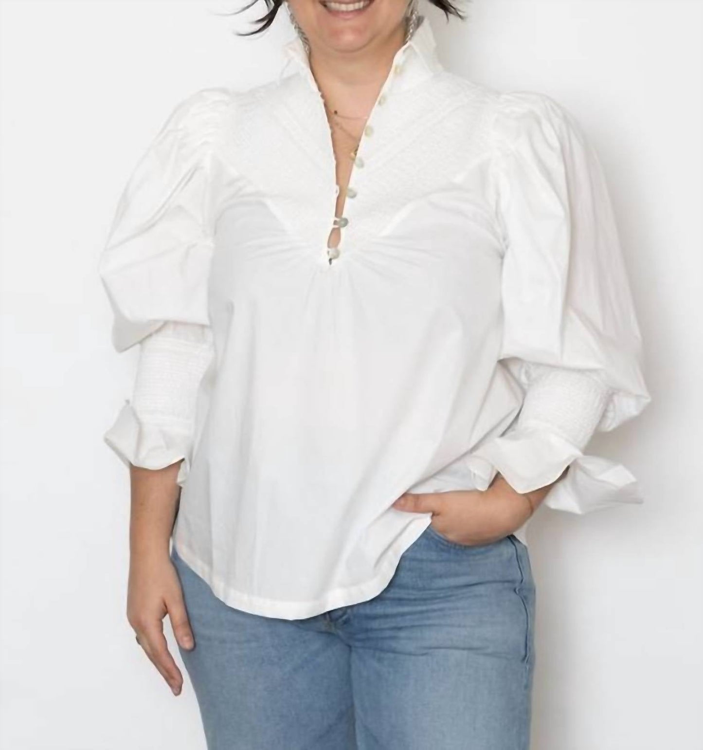 Hope For Flowers - High Collar Smocked Shirt