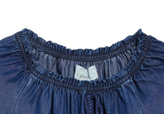 Vestido índigo com bainha de renda e estampa Peek Aren't You Curious - Tamanho 8 para crianças
