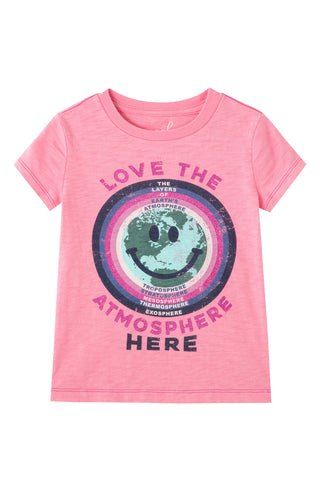 Camiseta infantil Peek Kids Protect Ozone Graphic Rosa - Tamanho 6-7