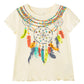 Camiseta infantil estampada Peek Aren't You Curious, tamanho 6-7, na cor off-white