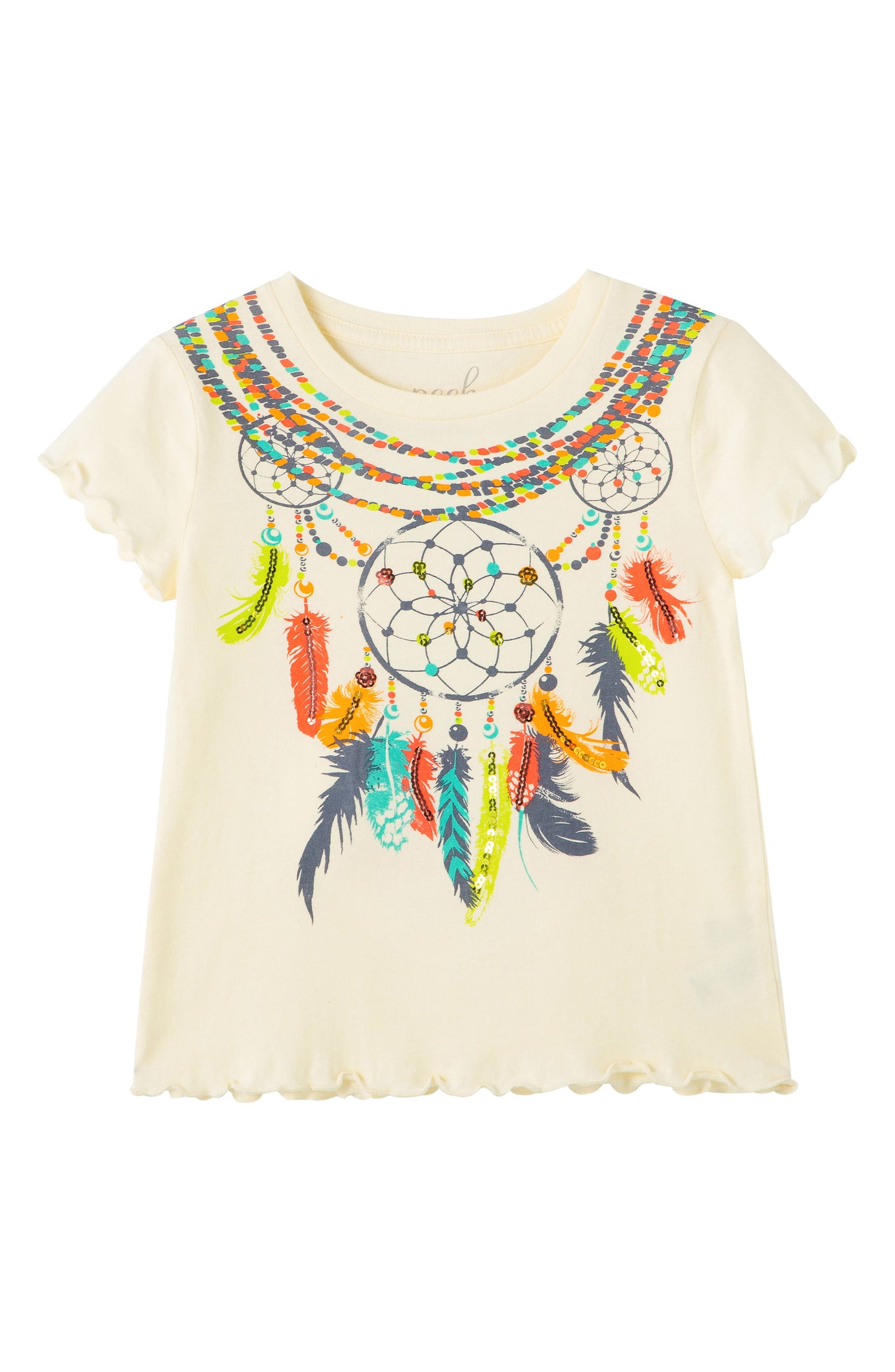 Camiseta infantil estampada Peek Aren't You Curious, tamanho 6-7, na cor off-white