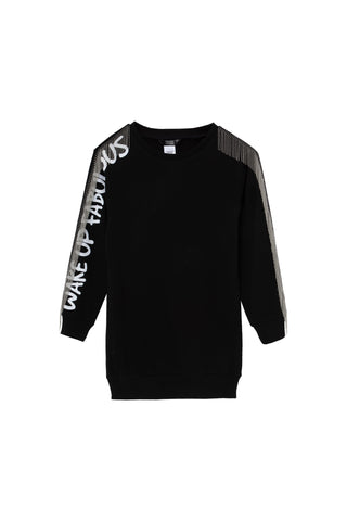 Vestido preto de algodão com detalhes Truce Kids Wake Up Fabulous - Disponível