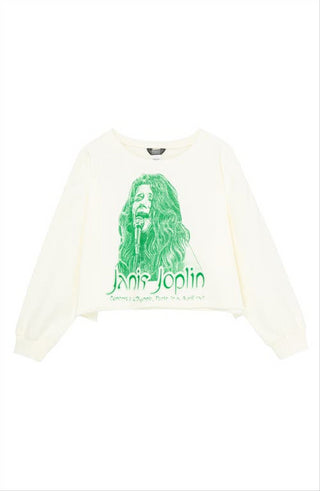 Suéter infantil Truce Off-White Janis Joplin com estampa gráfica – Tamanho
