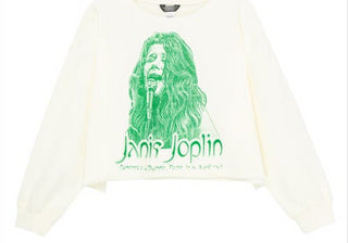 Suéter infantil Truce Off-White Janis Joplin com estampa gráfica – Tamanho