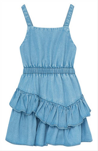 Vestido infantil Habitual Kids Indigo com babados, tamanho 12M