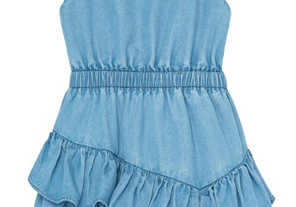 Vestido infantil Habitual Kids Indigo com babados, tamanho 12M