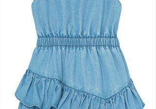 Vestido infantil Habitual Kids Indigo com babados, tamanho 12M