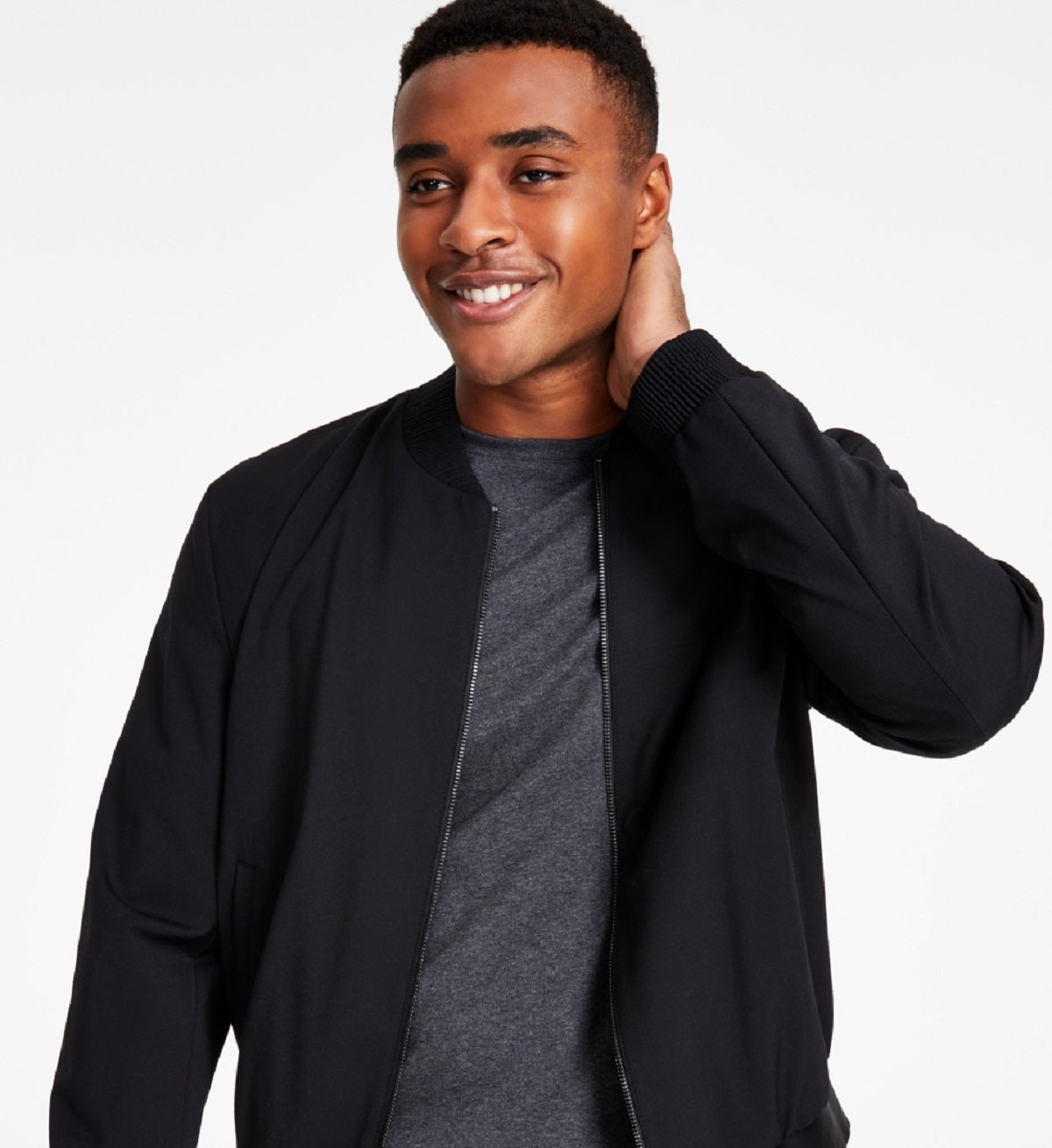 Jaqueta bomber masculina Hugo Boss Extra Slim Fit preta tamanho 42