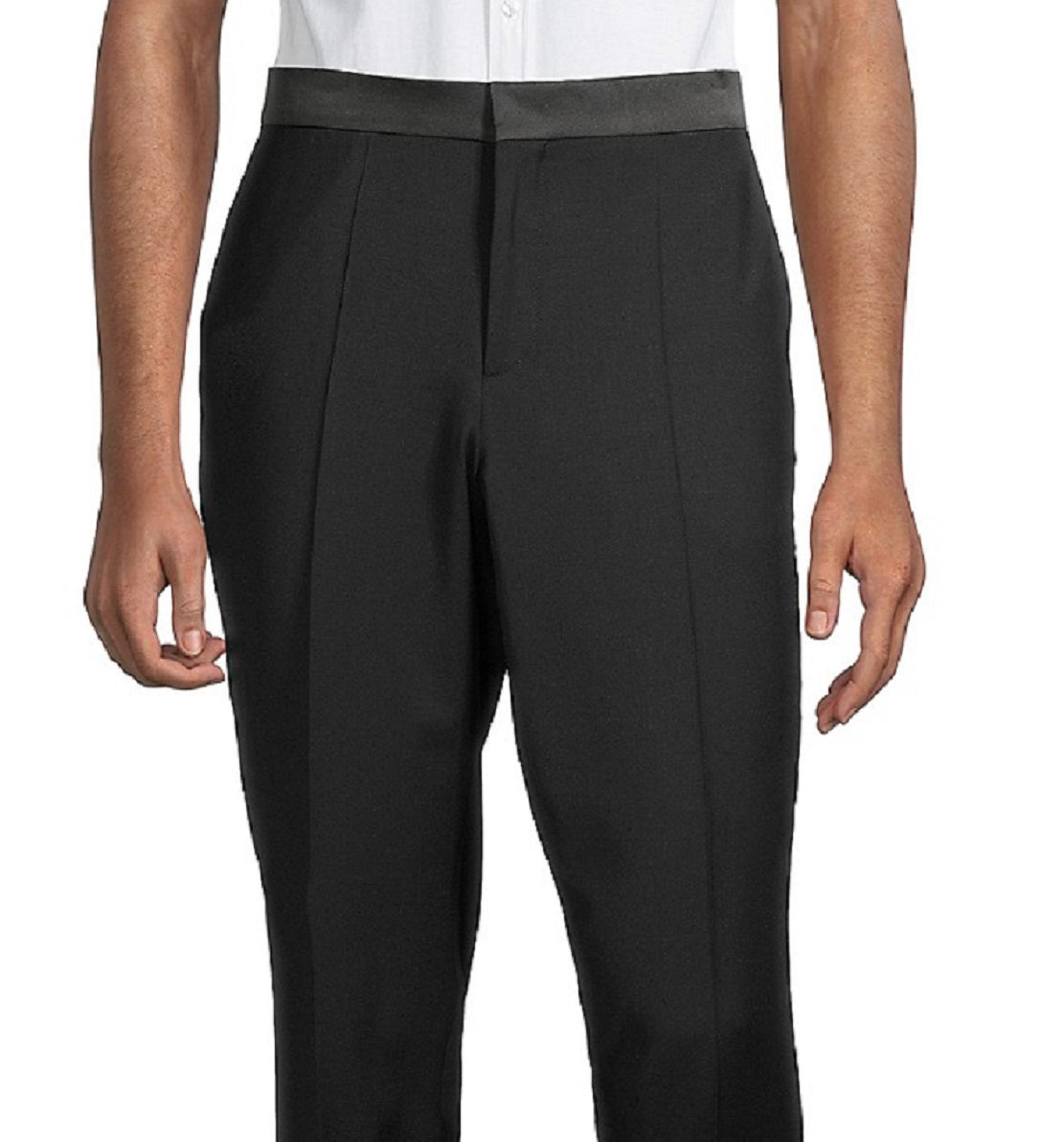 Calça masculina Hugo Boss Getlin Two Tons em mistura de lã virgem, preta, tamanho 34