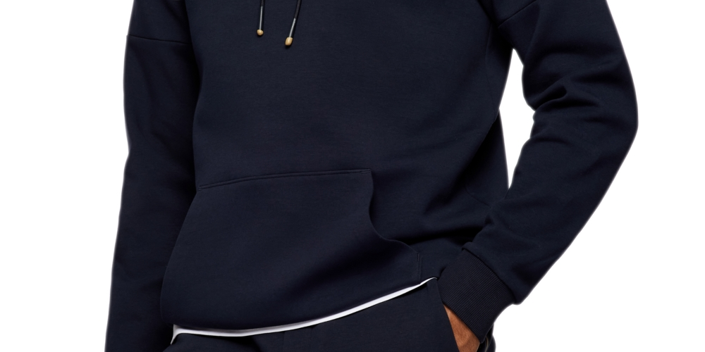 Moletom com capuz masculino Hugo Boss em mistura de algodão, azul, tamanho XXXL