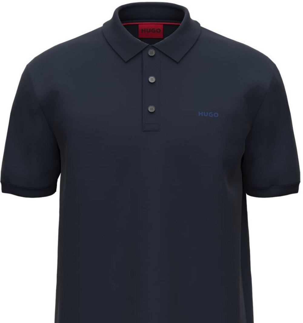 Camisa polo masculina Hugo Boss Regular-Fit Donos Logo Graphic Azul Tamanho Grande