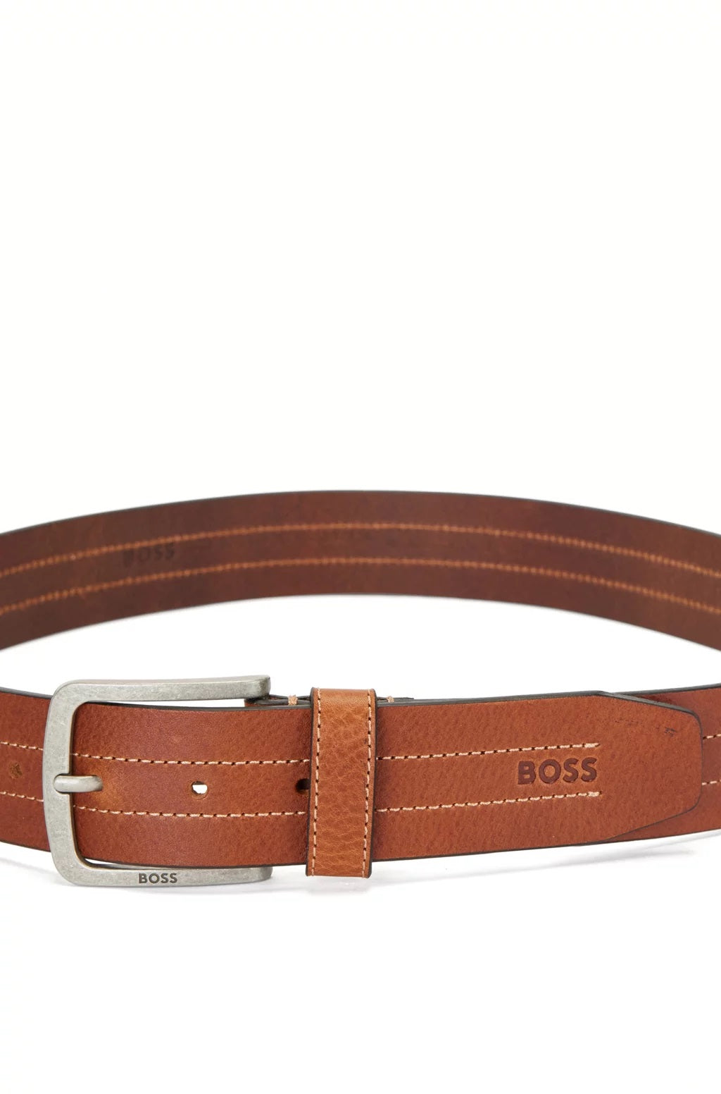 Cinto de couro masculino Hugo Boss Stitch marrom tamanho 32