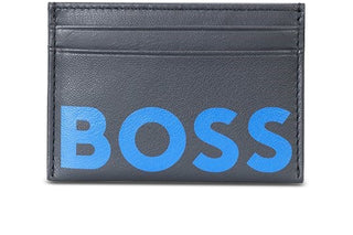 Hugo Boss Men's 4 Slot Matte Leather Card Case Blue Size Regular
