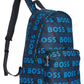 Mochila Hugo Boss Masculina com Logotipo Repetitivo Azul Tamanho Regular