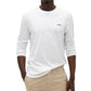 Camiseta masculina Hugo Boss Derol com estampa de logotipo, manga comprida, branca, tamanho médio