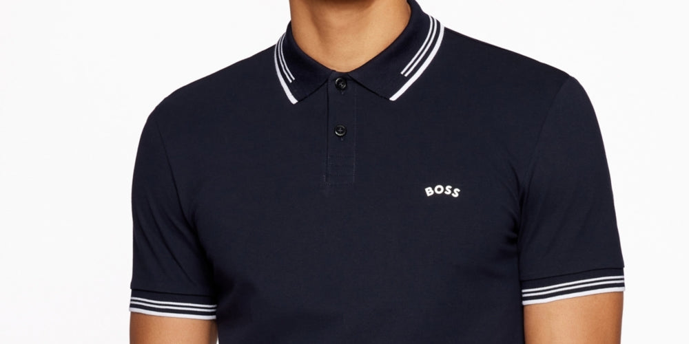 Camisa polo masculina Hugo Boss Slim Fit azul tamanho grande