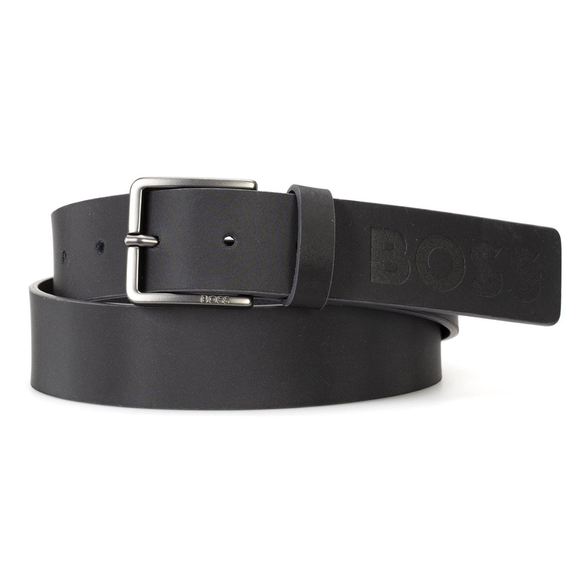 Cinto de couro masculino Hugo Boss EmHugo Bossed Logo Azul Tamanho 42