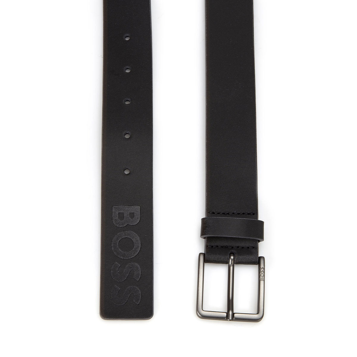 Cinto de couro masculino Hugo Boss EmHugo Bossed Logo Azul Tamanho 42