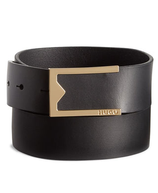 Hugo Boss Men's Designer Buckle Italian Leather Dress Belt Black Size 34