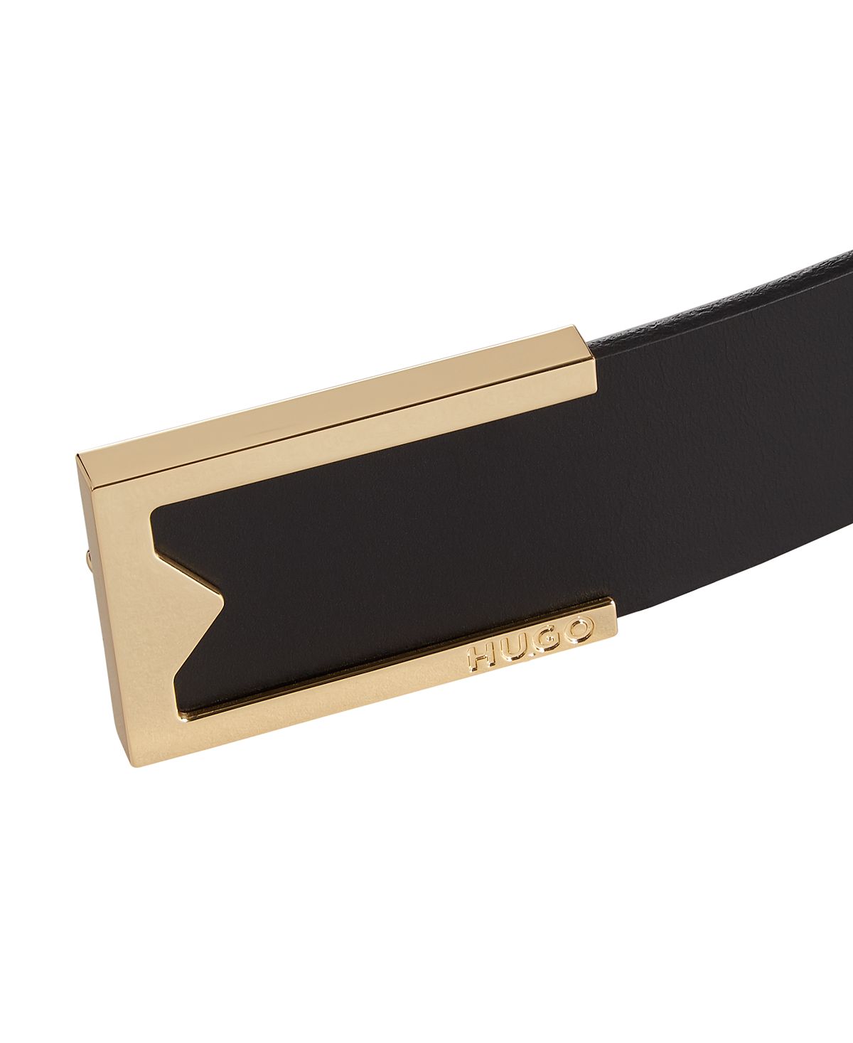 Cinto social masculino Hugo Boss com fivela de couro italiano, preto, tamanho 34